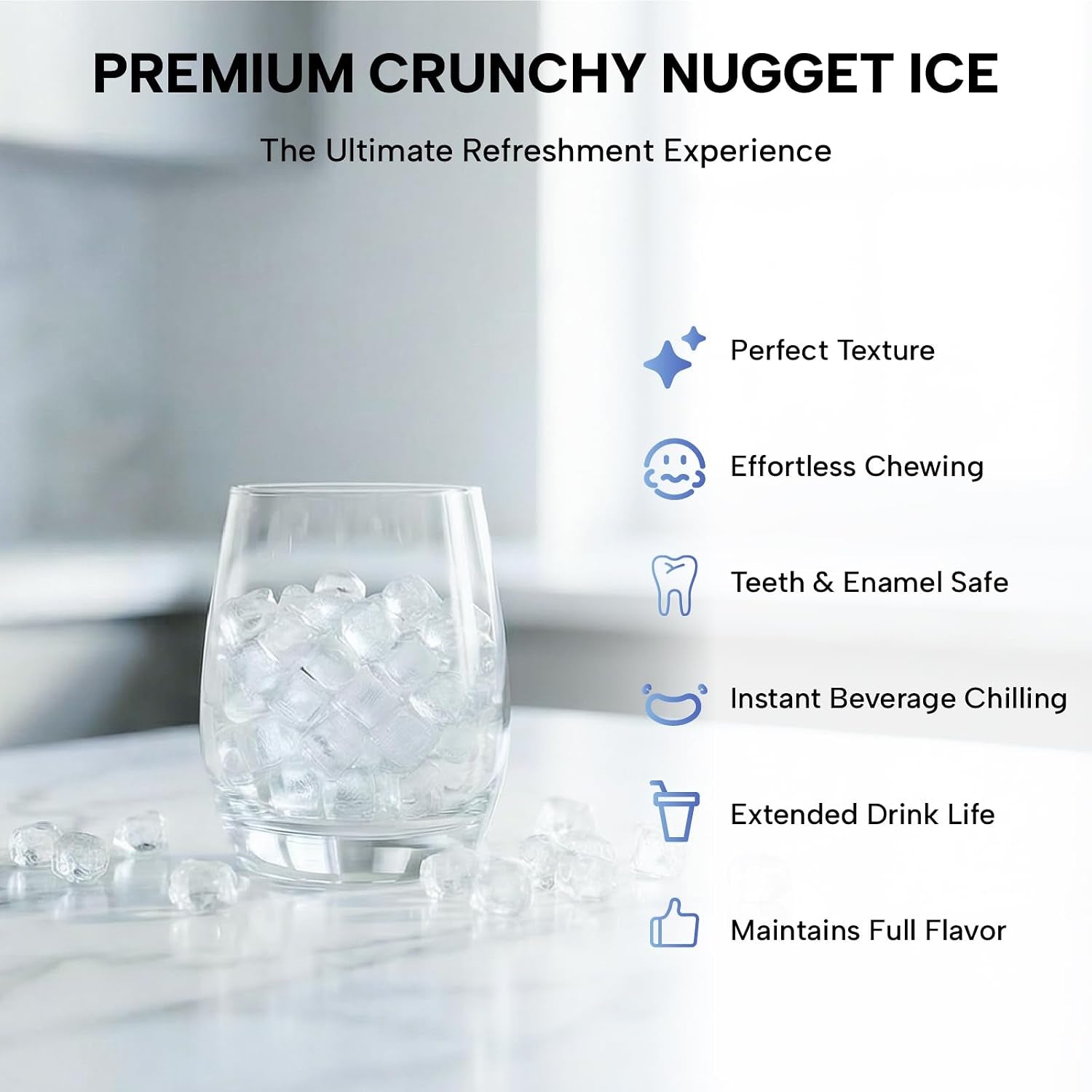 Commercial Nugget Ice Maker Countertop Touchless Paddle Dispensing, 80Lbs/24H Soft Chewable Ice Touch Screen, Dual Water Supply Tap or Bottle, ETL Certified for Motel Bar