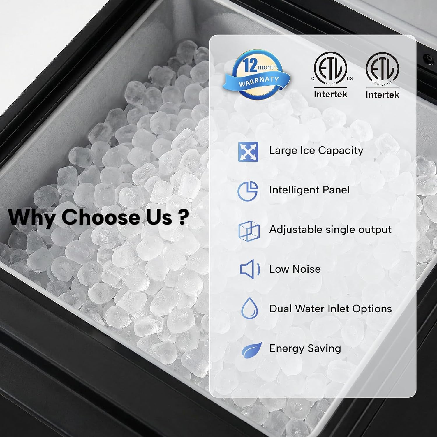 Commercial Nugget Ice Maker Countertop Touchless Paddle Dispensing, 80Lbs/24H Soft Chewable Ice Touch Screen, Dual Water Supply Tap or Bottle, ETL Certified for Motel Bar
