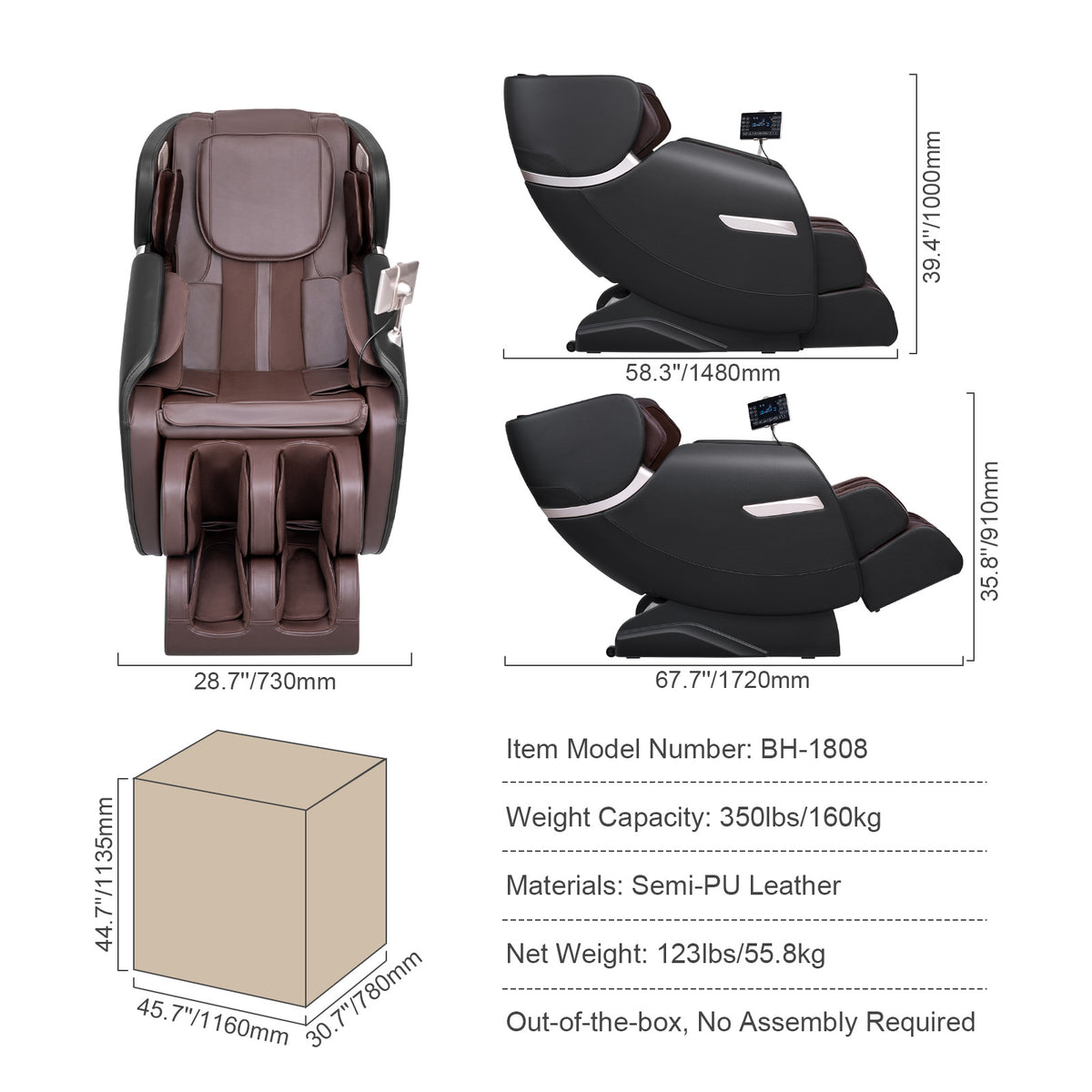 Full Body Massage Chair Zero Gravity 3D Shiatsu Recliner with Sl-Track