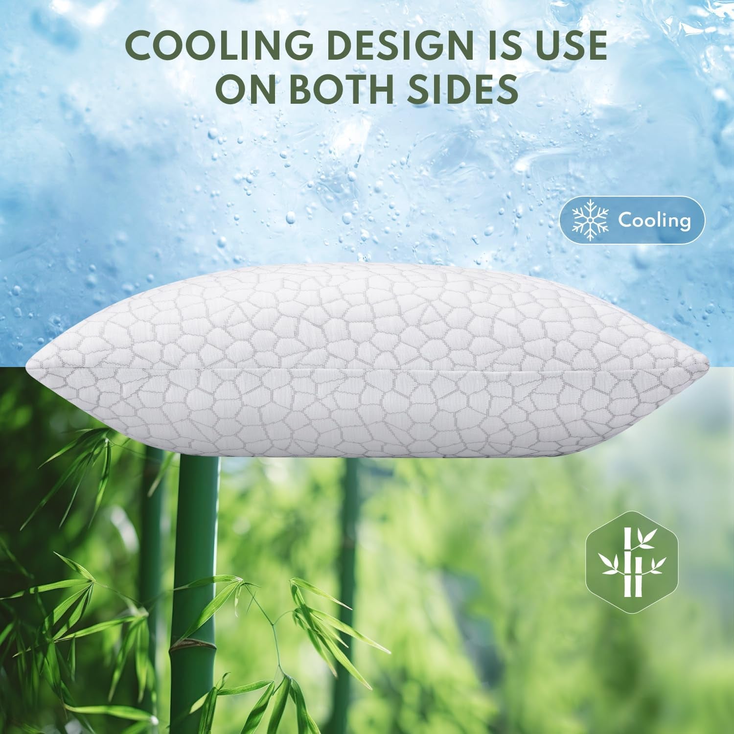 Pillows Queen Size Set of 2 - Cooling Shredded Memory Foam Pillow for Sleeping 2 Pack, Adjustable Cool Bed Pillows for Side, Back, and Stomach Sleepers, Gel Pillow Washable Removable Cover