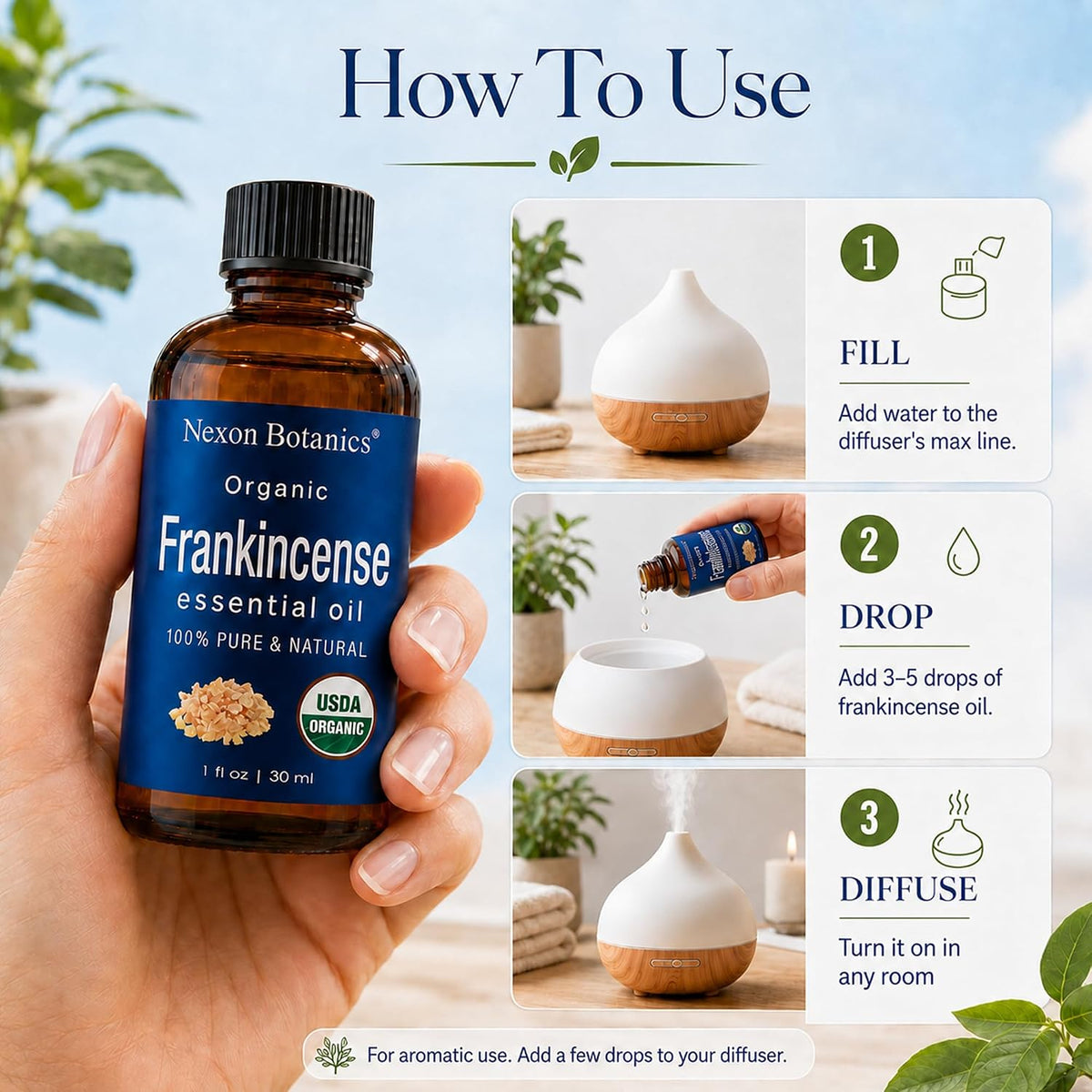 Organic Frankincense Essential Oil 30 Ml - 100% Pure, Natural & Hexane Free