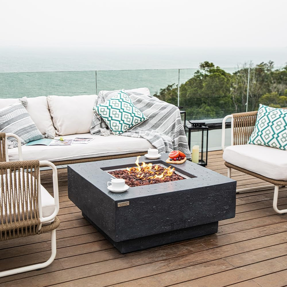 Manhattan Propane Fire Pit Table Cast Concrete 36 X 36-In