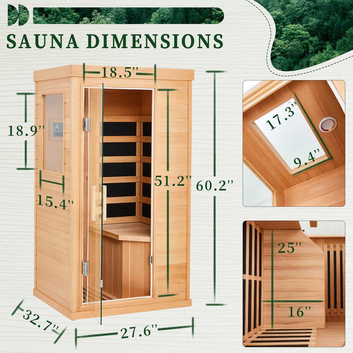 Infrared & Steam Sauna (Varied Sizes & Shapes)