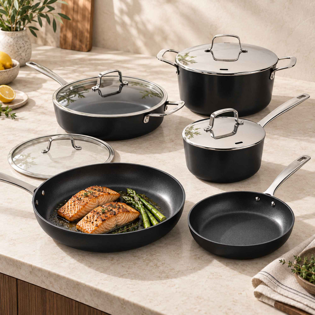 Ceramic Nonstick Cookware Set, 12-Piece