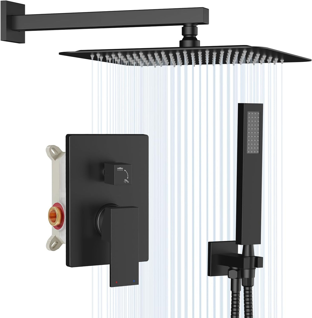 Rain Shower Head with Handheld Spray Combo, 10", Matte Black