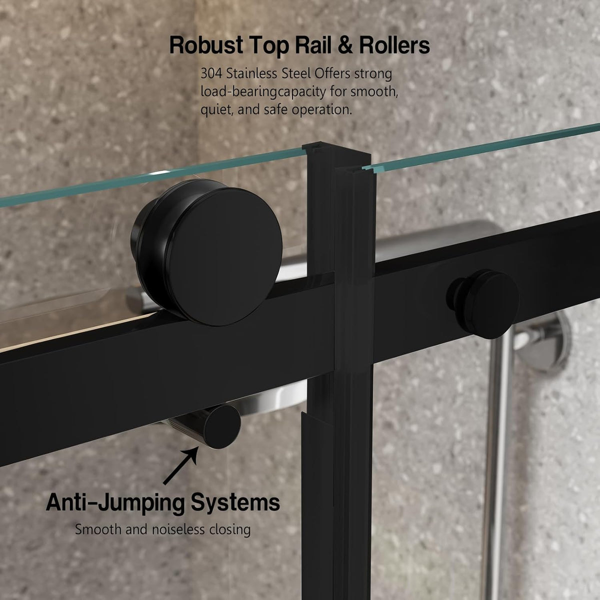 Frameless Sliding Shower Door 50-54" W X 76" H, Matte Black