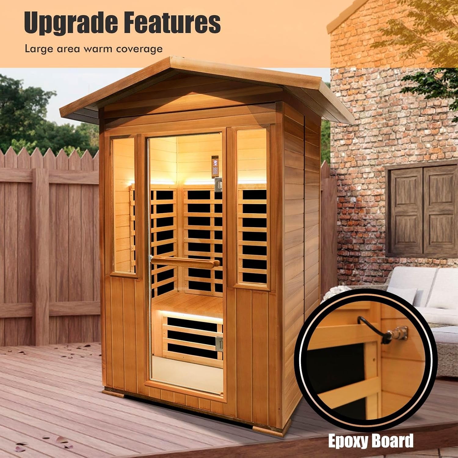 2 Person Outdoor Sauna Infrared Saunas Dry Sauna Room 1800W 120V