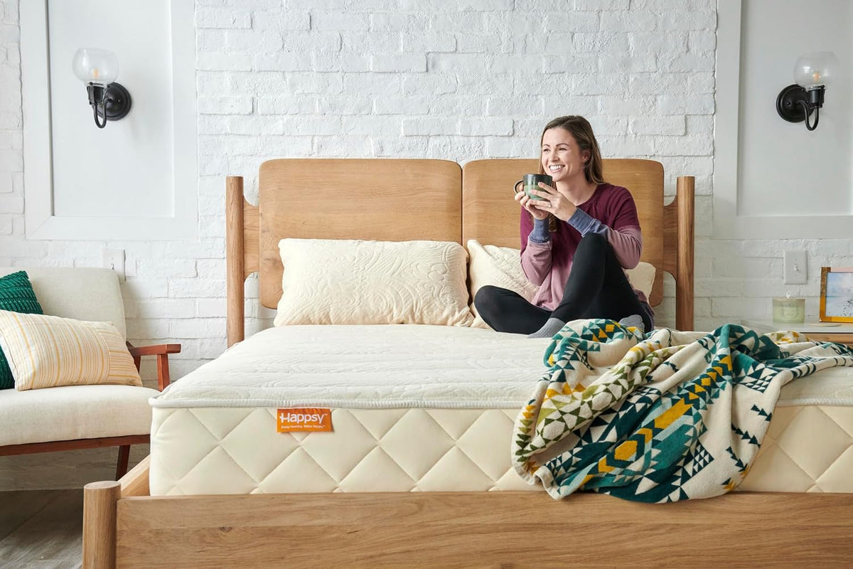 Organic King Mattress - 10 Inch Plush with Encased Coils - in Box for Pressure Relief & Comfortable Sleep - Naturally Cooling & Breathable Latex