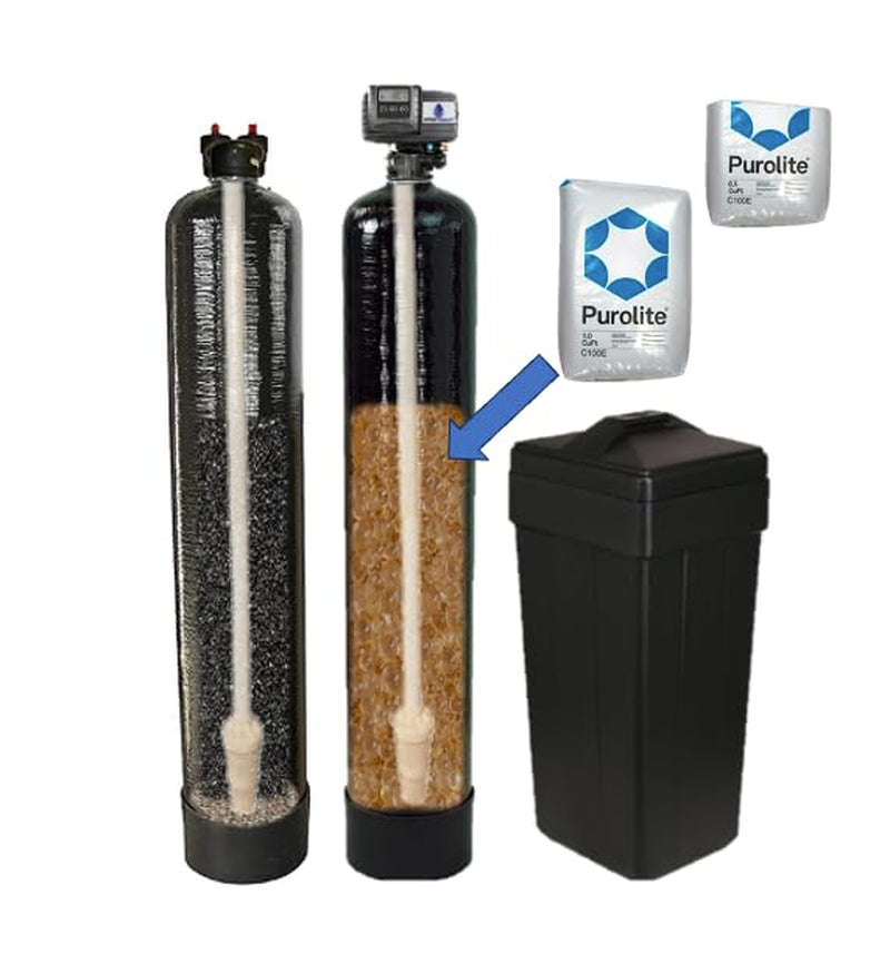 AFW Filters Built Fleck 5600SXT 48,000 Grain Water Softener with Upflow Carbon Filter (Purolite C100E Resin with Carbon)
