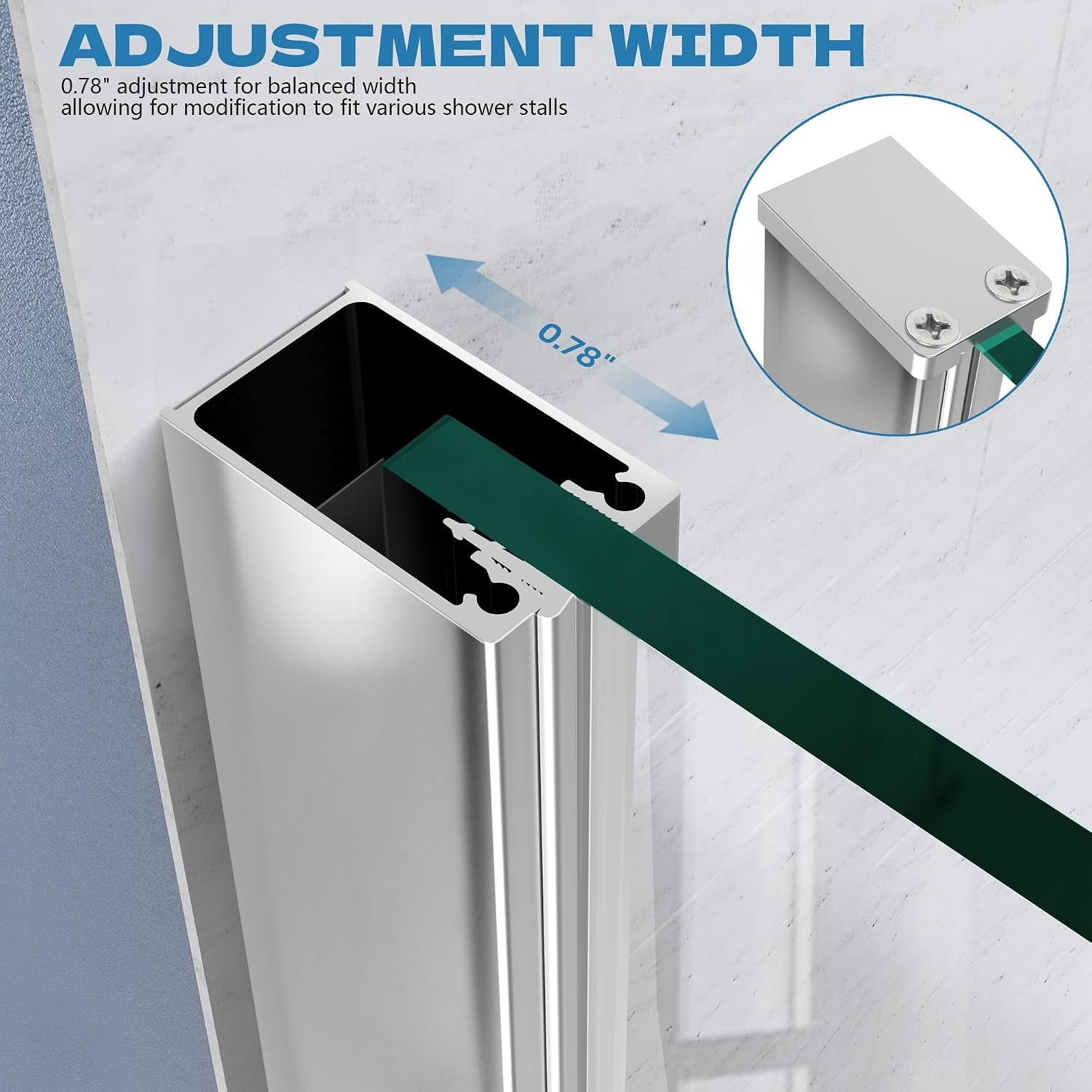 34" X 72" Semi-Framed Fixed Shower Screen, 5/16"(8Mm) Thick Clear Tempered Glass Shower Panel, Shower Screen for Walk in Shower with Frame Hardware Kit, Chrome