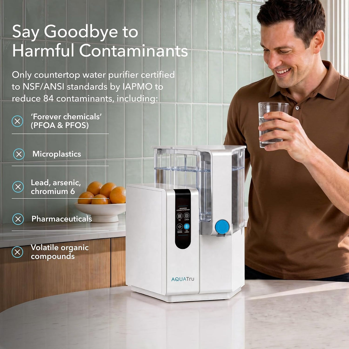 Aquatru Water Purification Unit - Certified NSF/ANSI Standards, Removes 84 Contaminants, No Plumbing Required, Cost-Effective, Environmentally Friendly