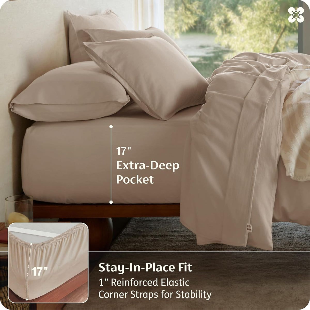 Purewoven 100% GOTS Certified Organic Cotton Sheets, Full Size 4PCS