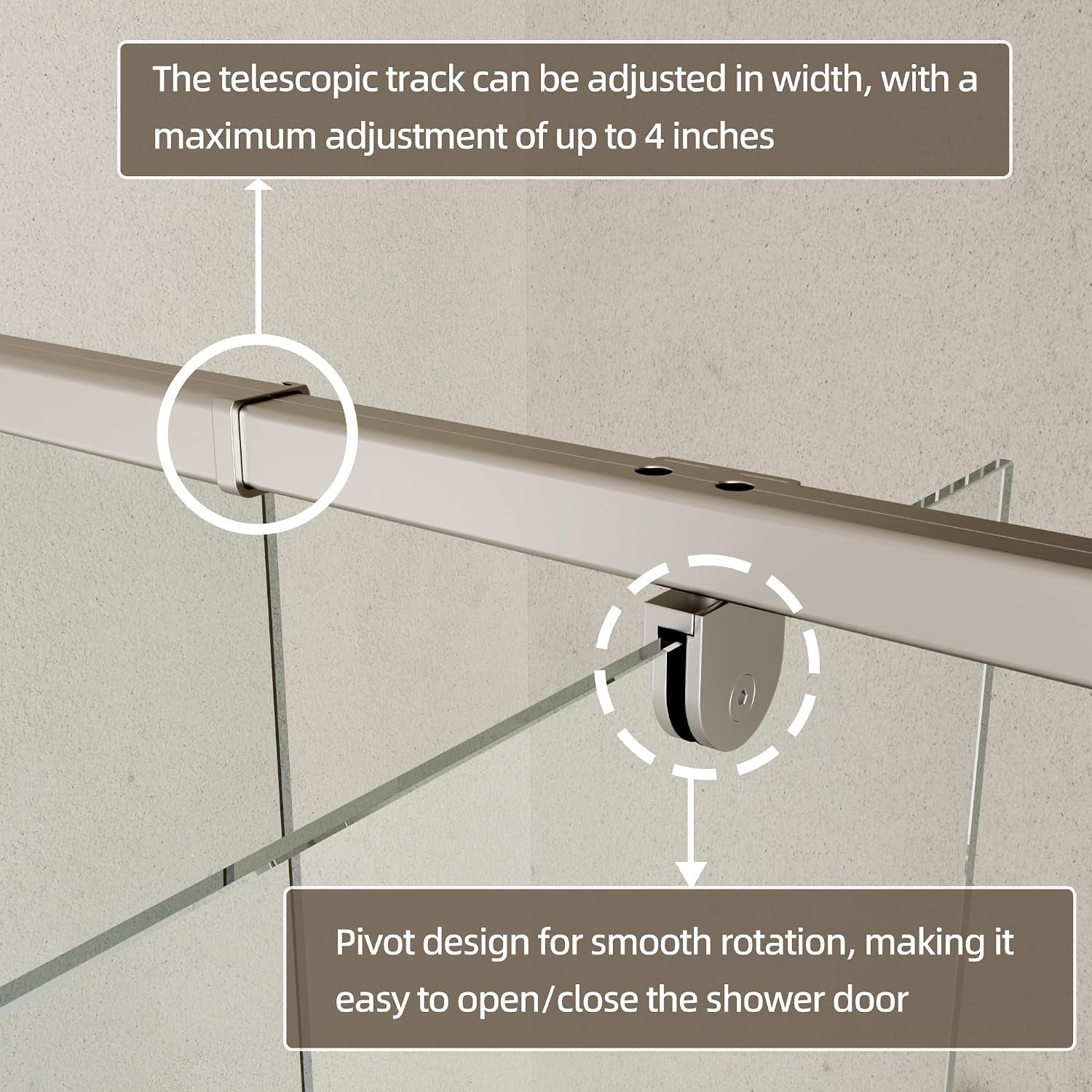 56-60" W X 71" H Pivot Swing Glass Shower Door,Chrome
