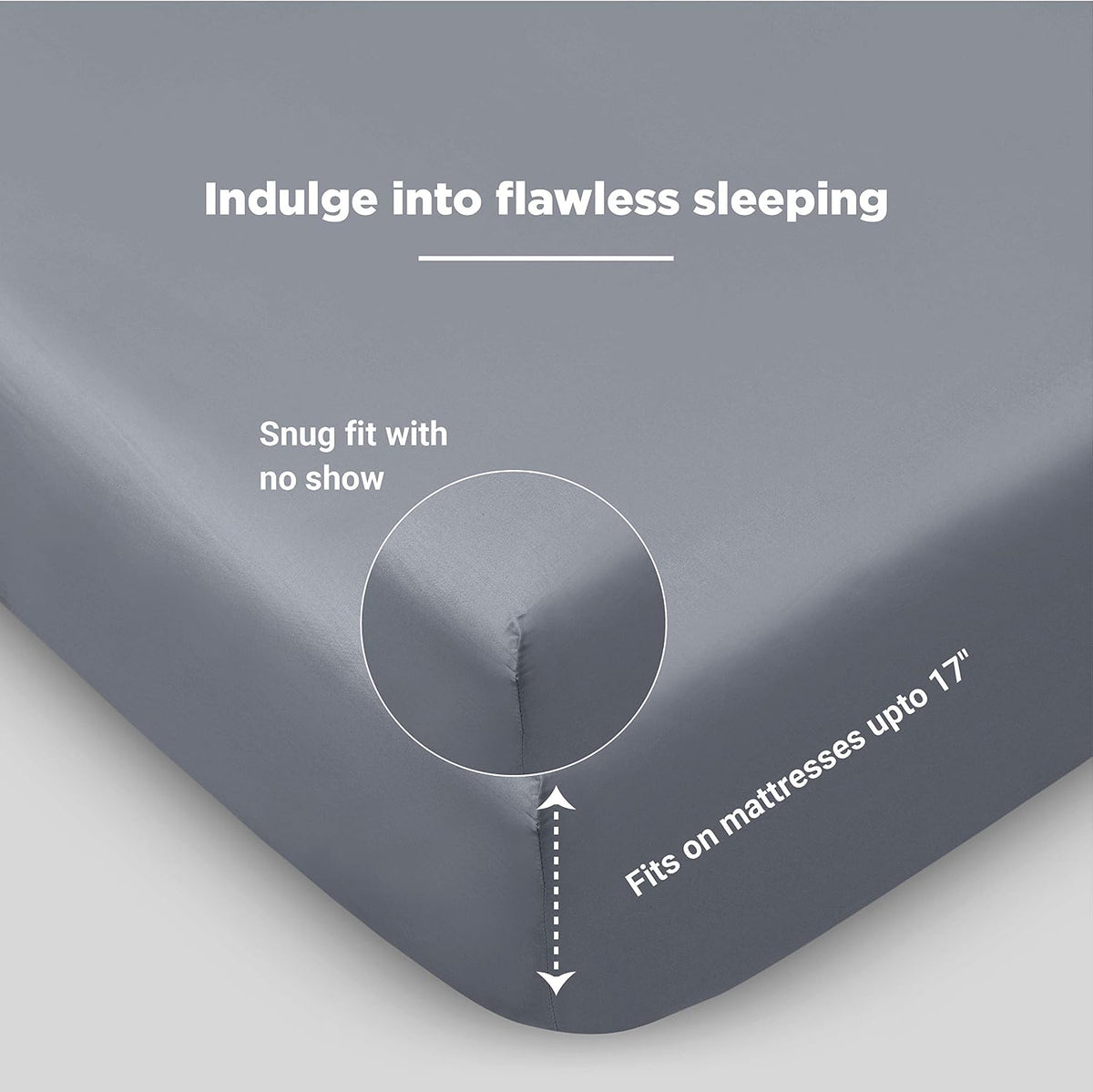 100% Organic Cotton Percale Weave Full Size Sheet Set, 300 TC, GOTS Certified, Cool & Crisp, Breathable, Fits Mattresses up to 17" Deep, Durable Luxury – Light Gray