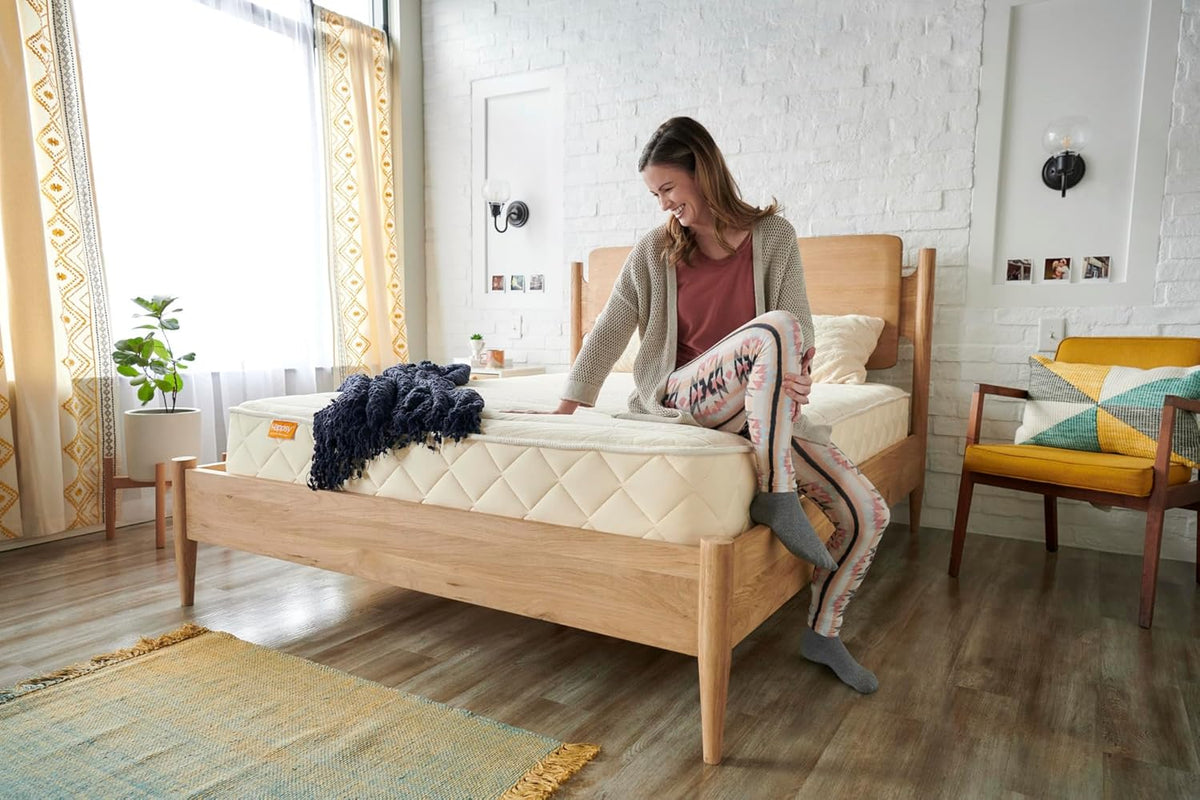 Organic King Mattress - 10 Inch Plush with Encased Coils - in Box for Pressure Relief & Comfortable Sleep - Naturally Cooling & Breathable Latex