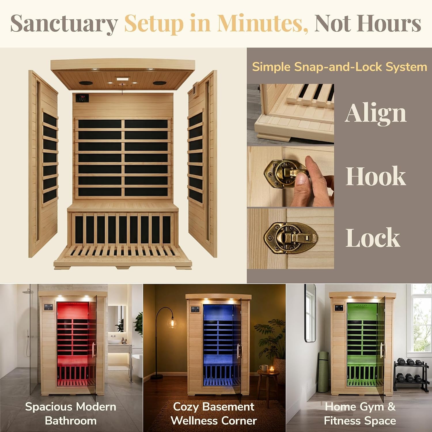 Heat Wave Coronado 2-Person Hemlock Deluxe Infrared Sauna for Home Use