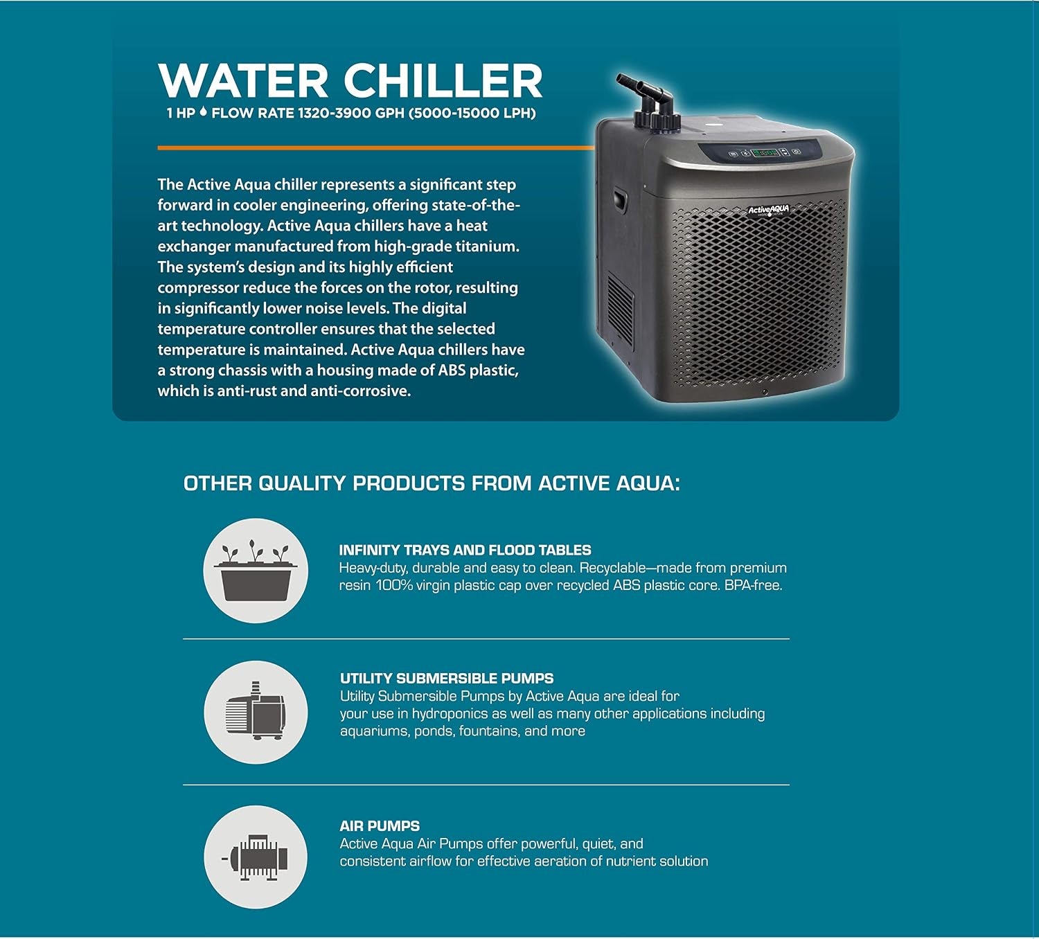 Active Aqua Water Chiller with Boost, 1 HP, 90-172 Gal, Cold Plunge