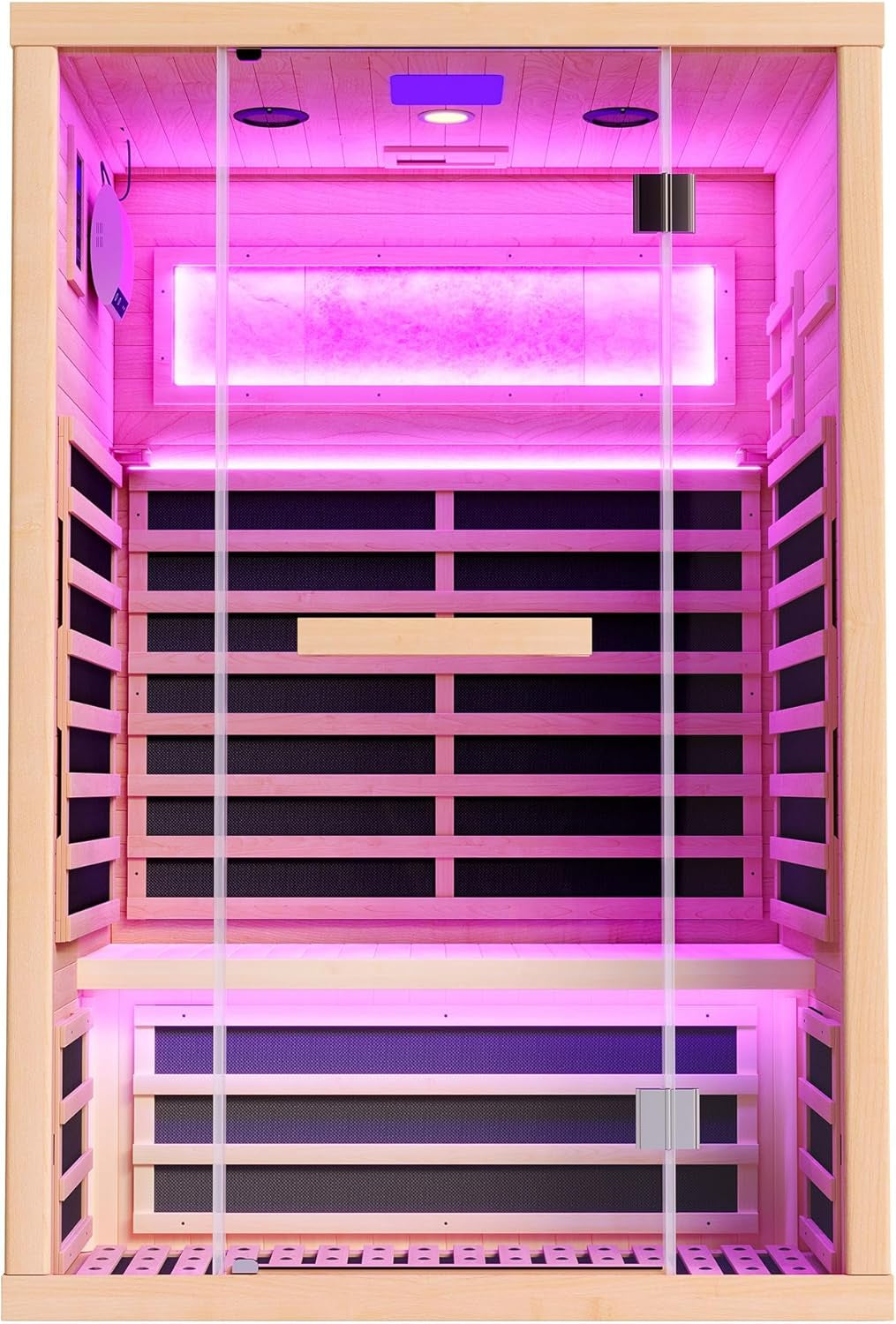 2 Person Infrared Sauna with Salt Crystal Bricks, Low EMF 110V