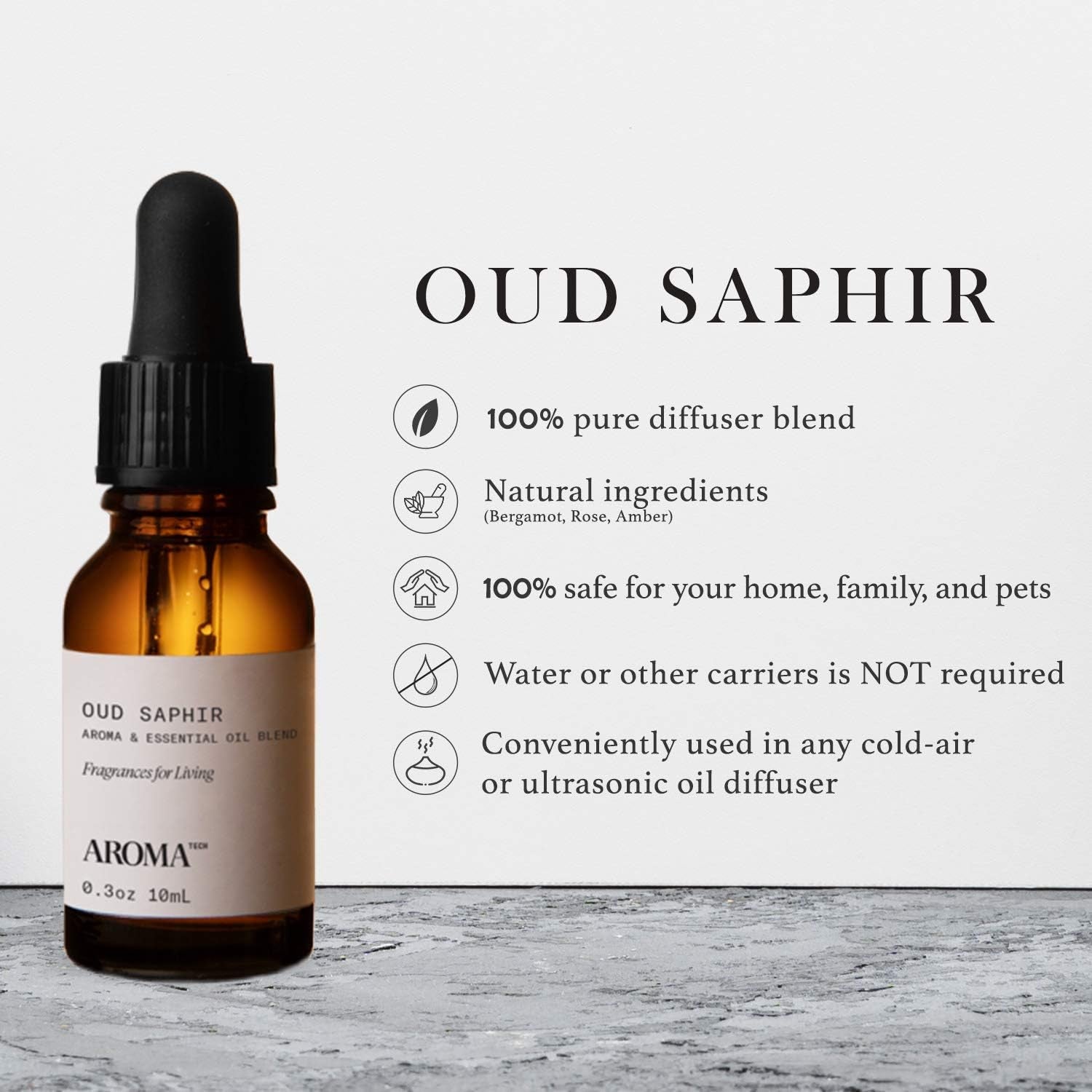 Oud Saphir Aroma Essential Oil Blend: Luxury Hotel Inspired Aromatherapy with for Ultrasonic Diffusers & Nebulizers (10 Ml)