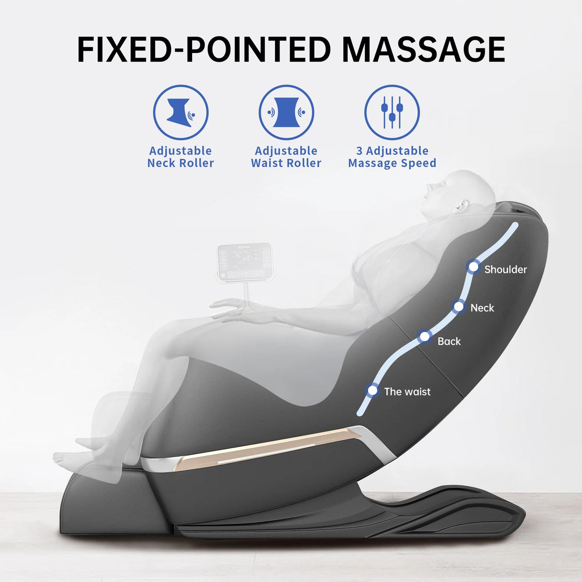 Full Body Zero Gravity Shiatsu Recliner Electric Massage Chair, Black