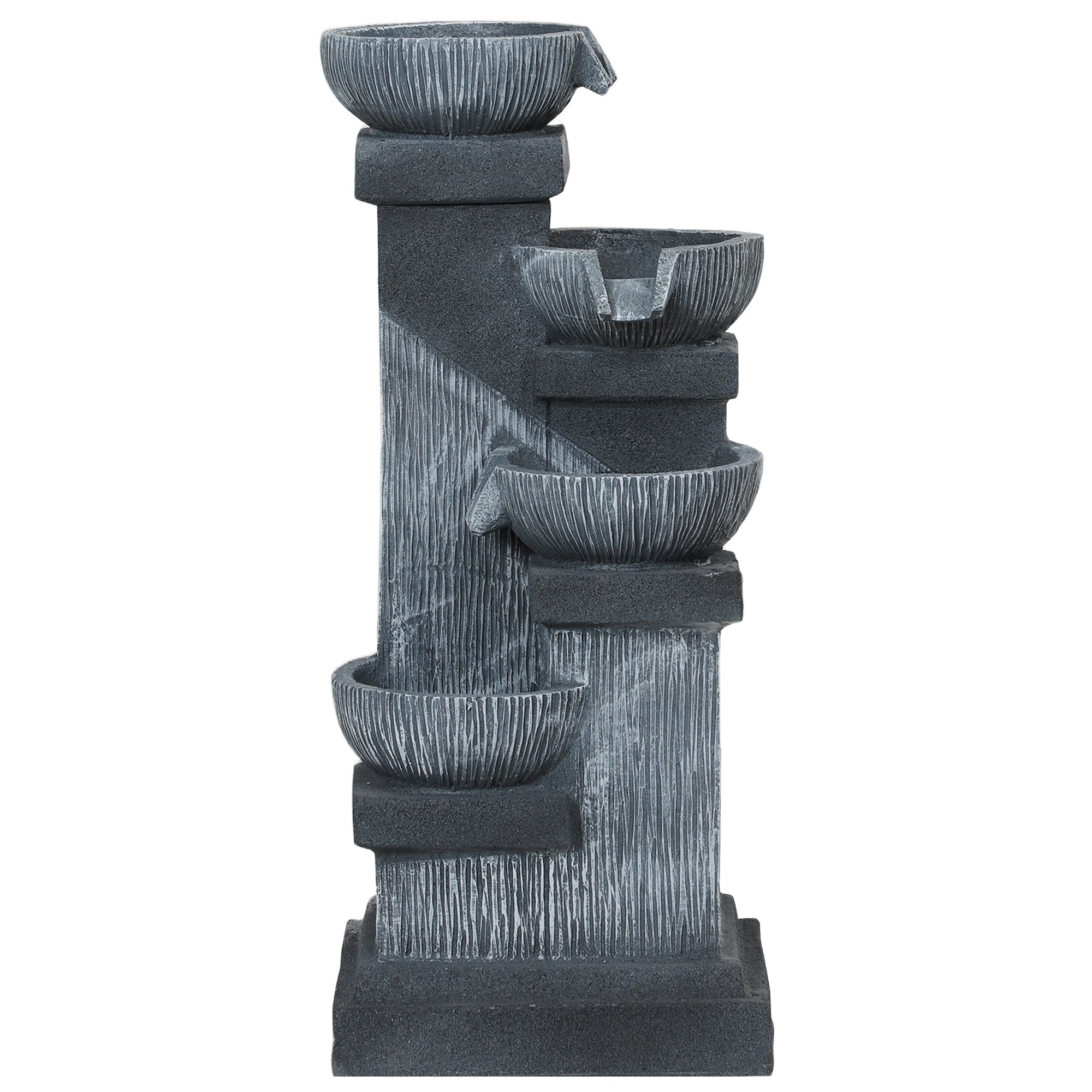 Resin Tiered Outdoor Fountain 4 Bowl Two Tone