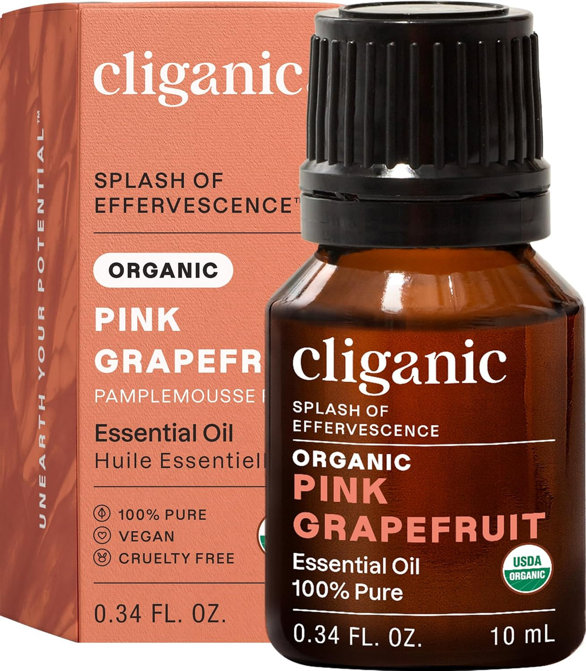 Organic Pink Grapefruit Essential Oil for Diffuser, Pure, 0.33Oz