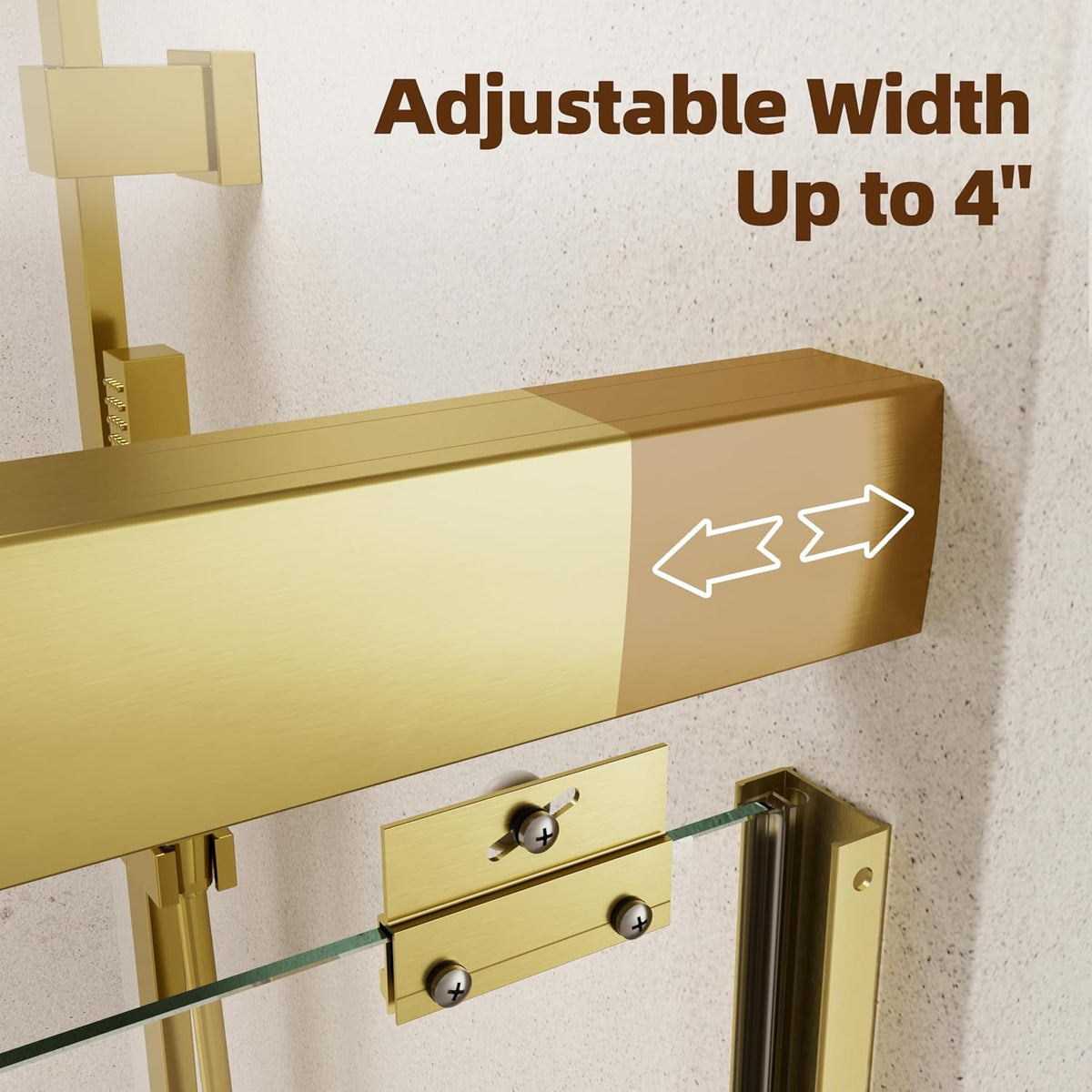 Double Sliding Shower Door,44-48" W X 70" H，Brush Gold