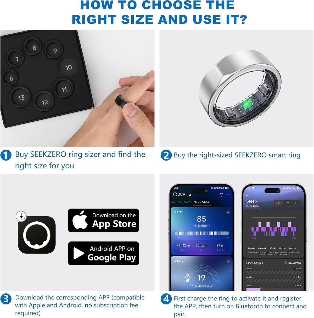 Smart Ring for Women Men, Minimalist Fitness Ring&Health Ring with Heart Rate