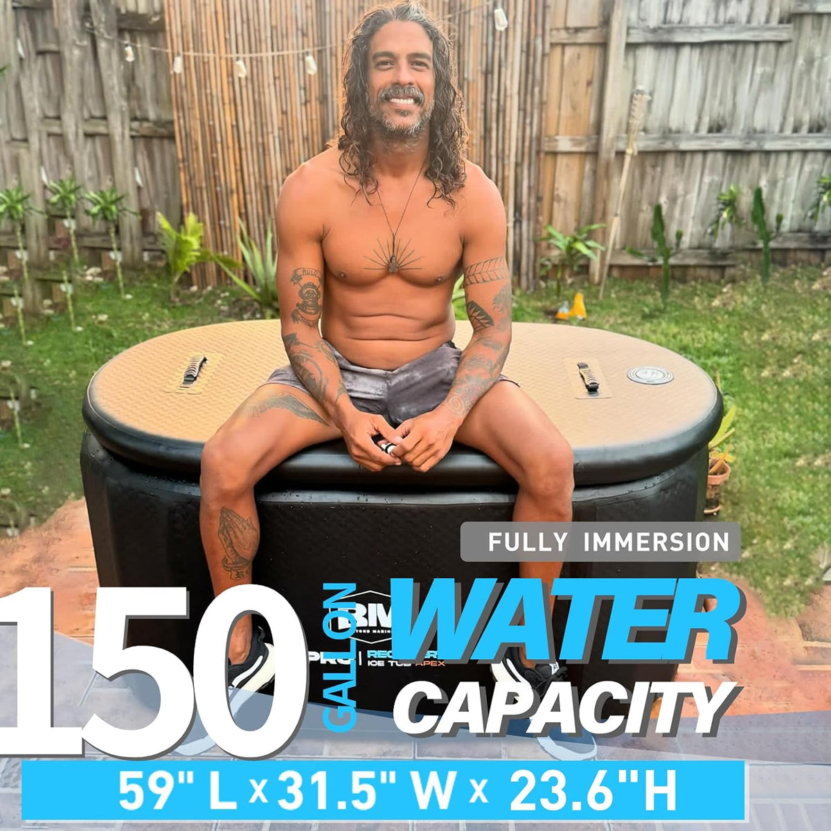 Inflatable Cold Plunge Tub, 150 Gallon, 59" L X 31.5" W X 23.6" H