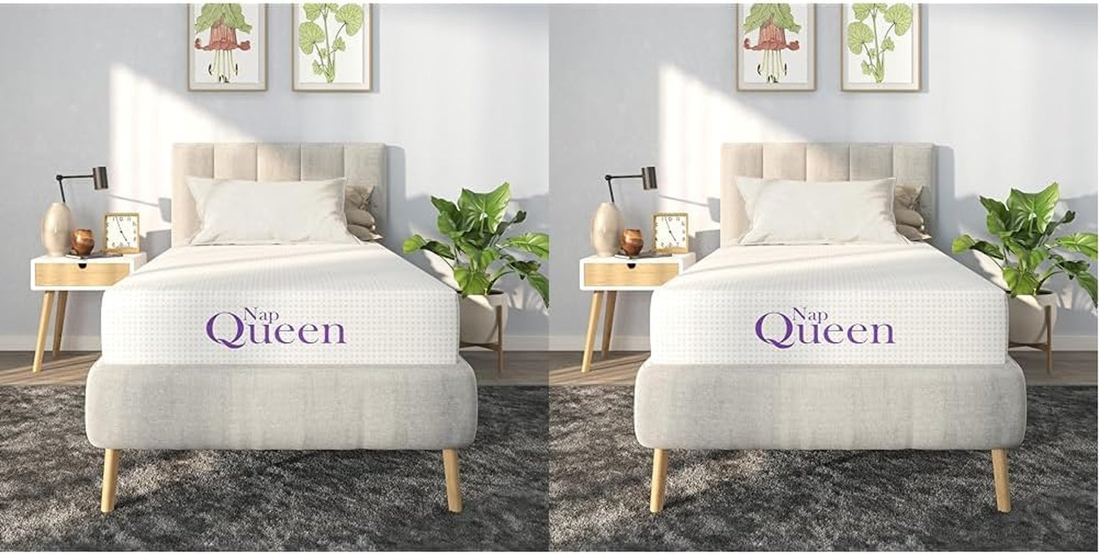 Twin Size 12 Inch & 8 Inch Bamboo Charcoal Memory Foam Mattresses Bundle