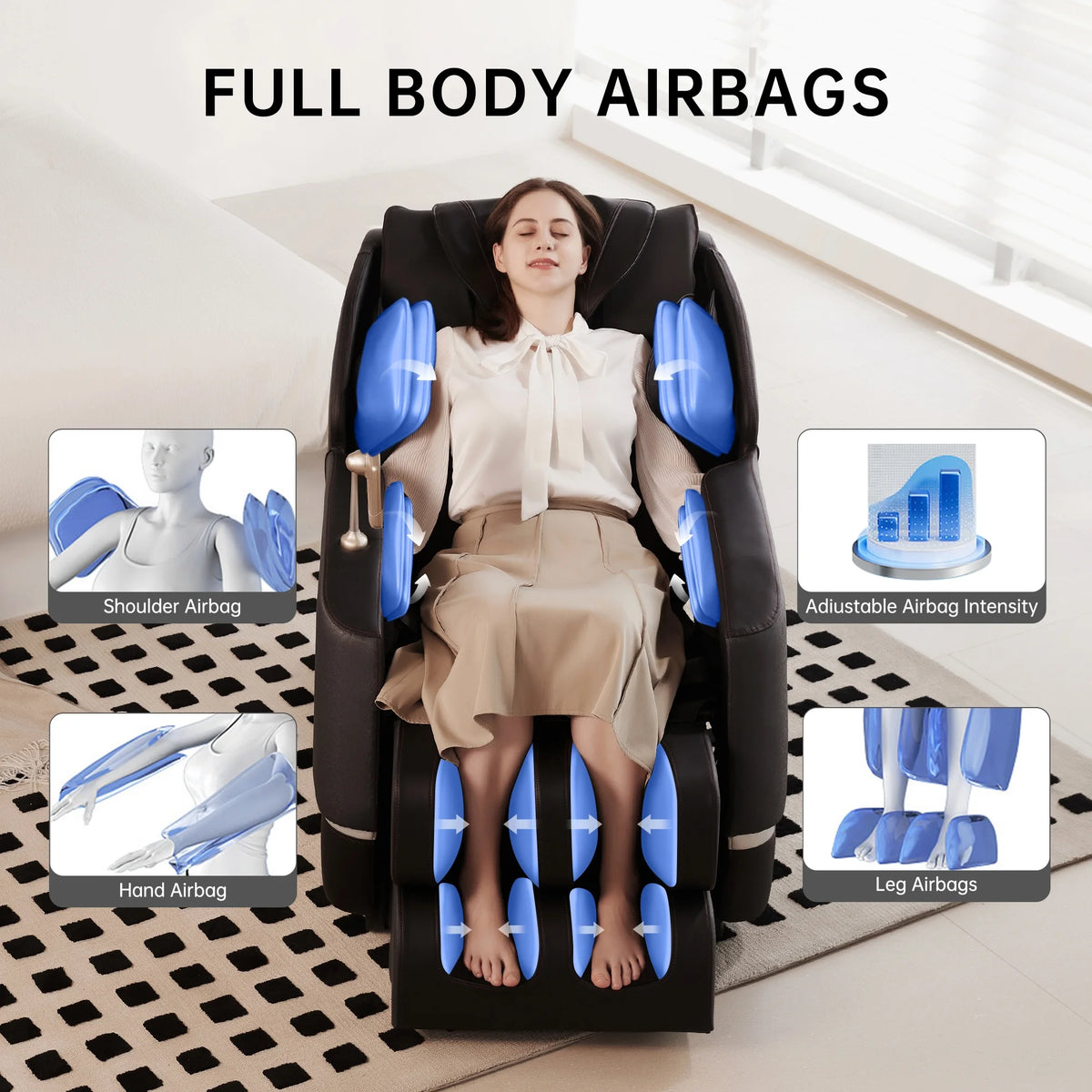 Full Body Zero Gravity Shiatsu Recliner Electric Massage Chair, Black