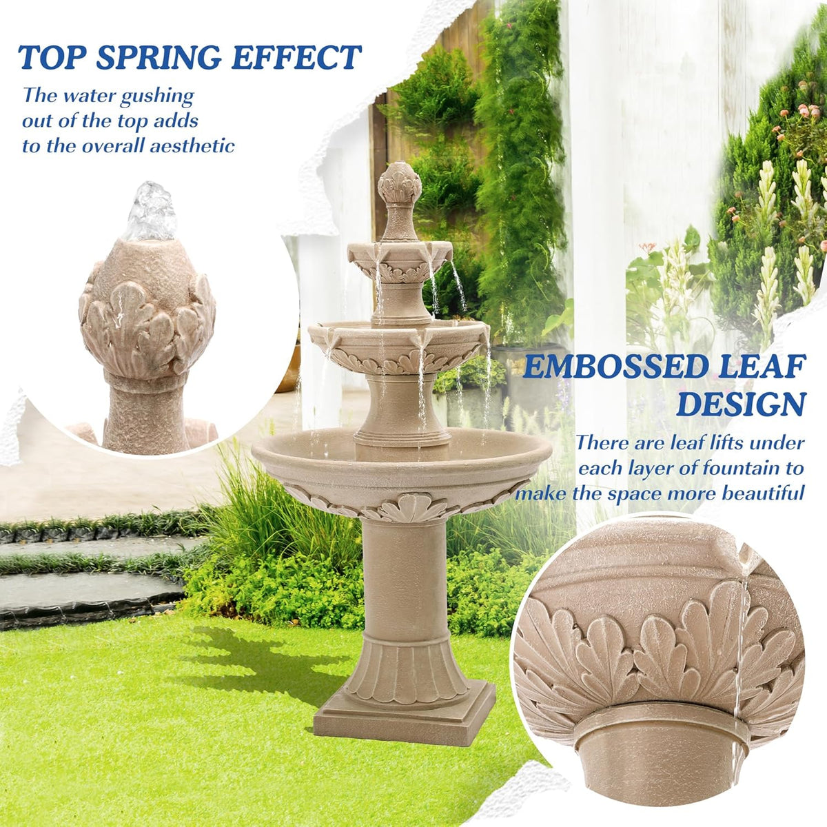 48.4" H Italian Outdoor Water Fountains, Fountains and Waterfalls
