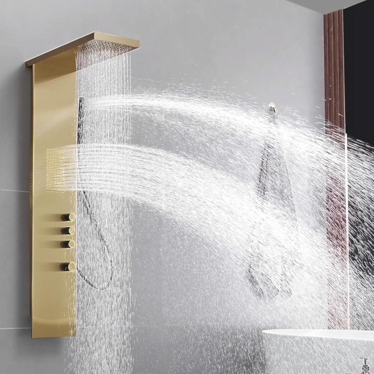 Shower Panel Tower System, Brushed Gold