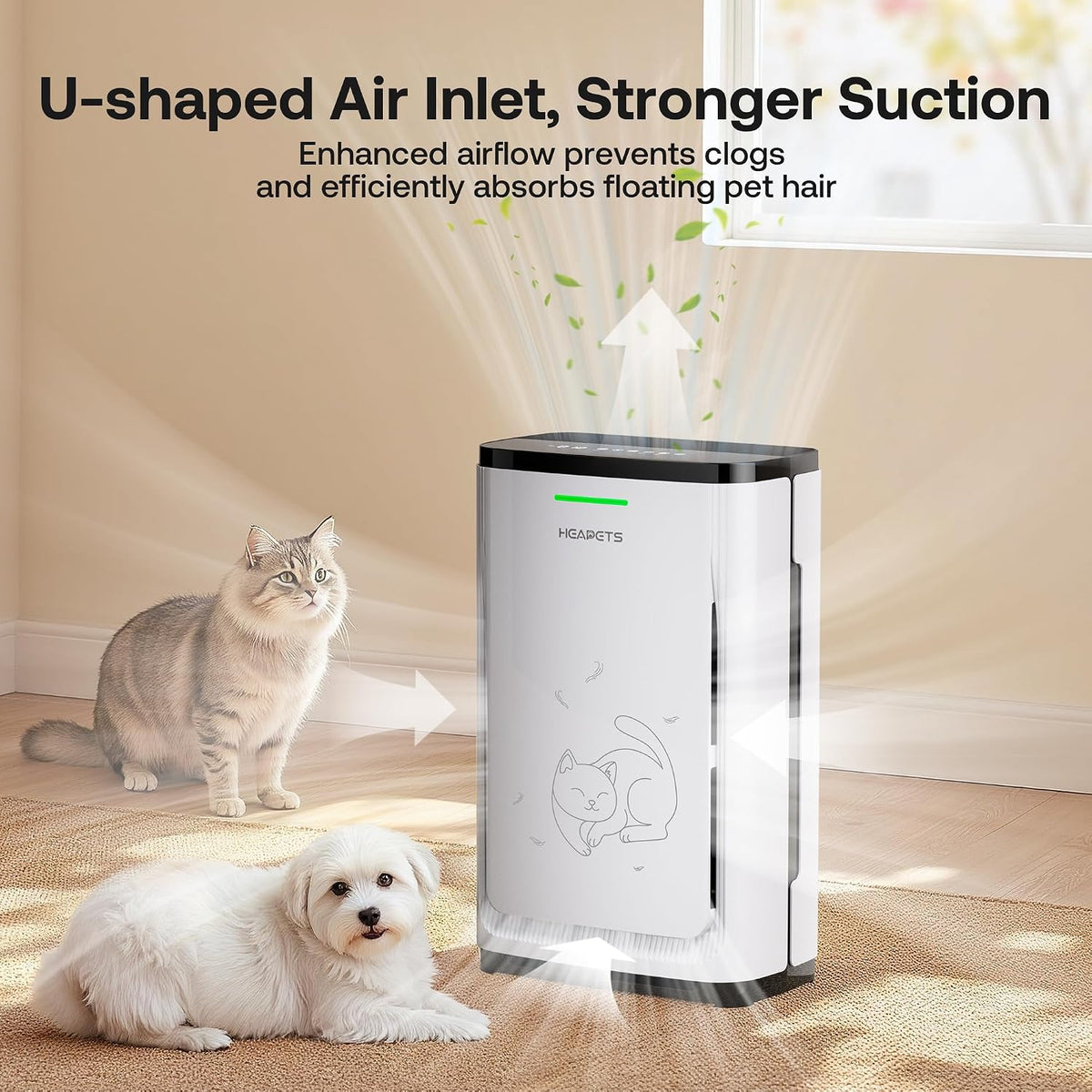 Pet Air Purifier Large Home 4200 Sq Ft, Suck up Floating Cat Dog Hair Dander, 7-Stage H13 HEPA Anion Activated Carbon Filter, Air Purifiers with APP for Odor Allergies Smoke Dust, Zero Ozone, P339