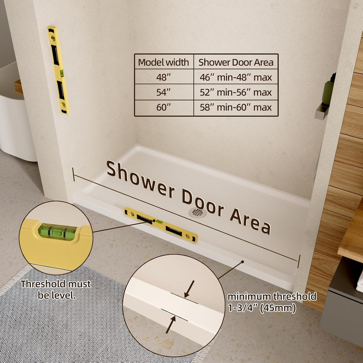 Double Sliding Shower Door,44-48" W X 70" H,Matte Black