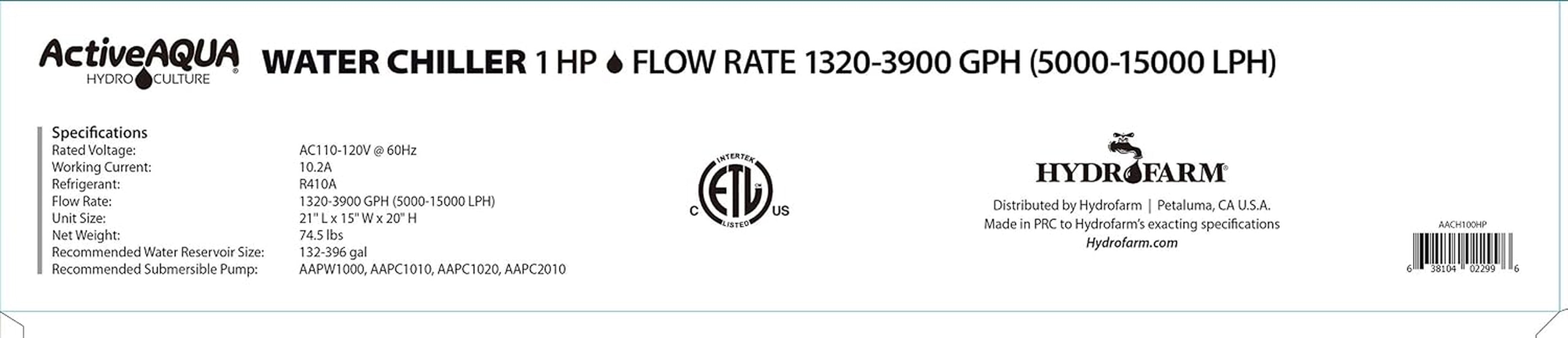 Active Aqua Water Chiller with Boost, 1 HP, 90-172 Gal, Cold Plunge