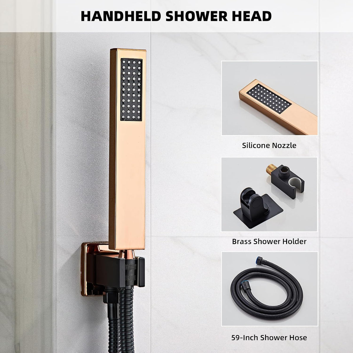 Rainfall Shower Faucet Set with Tub Spout 10 Inch, Shower Head