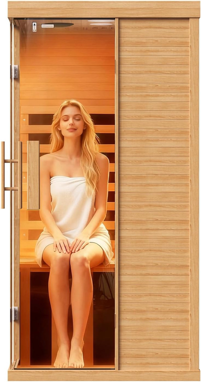 Wooden Infrared Saunas, Traditonal 1 Person Sauna with Red Light