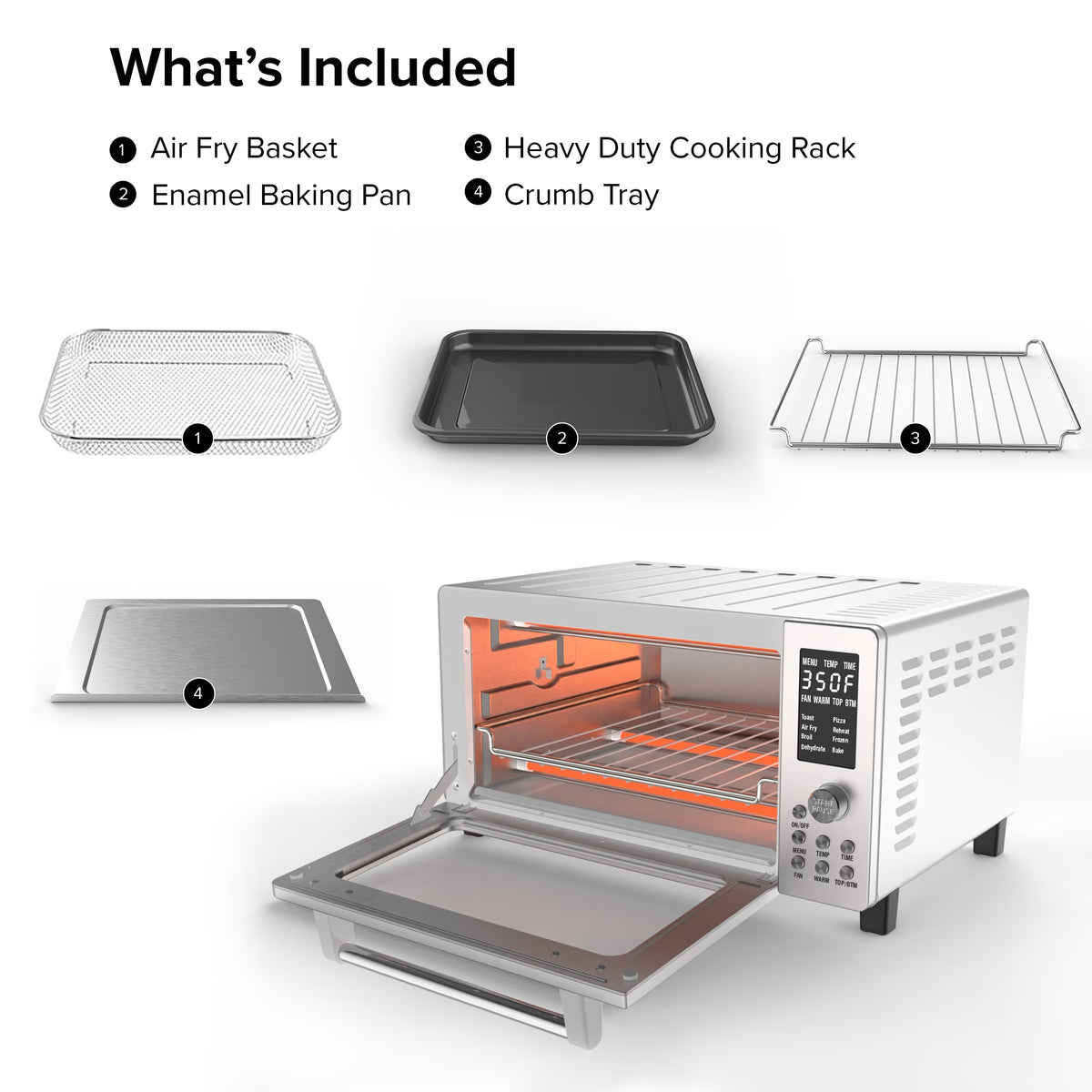Pro Toaster Oven & Air Fryer, 1800W Oven & Air Fryer Combo, Convection Toaster Oven