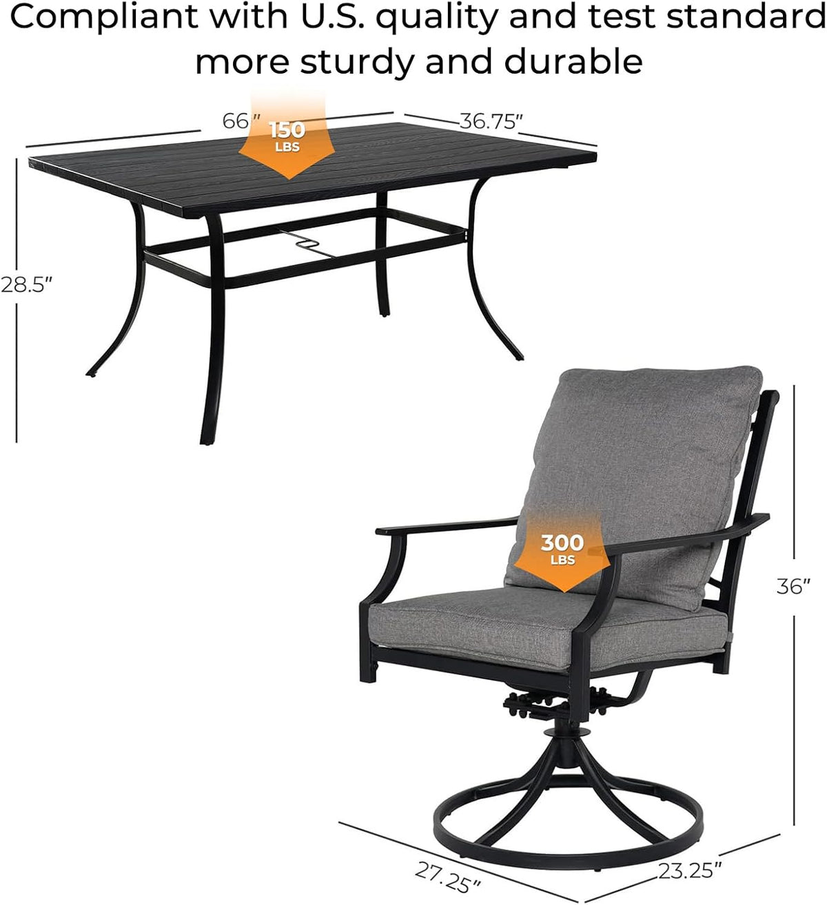 7-Piece Outdoor Dining Set for 6 with Swivel Patio Chairs