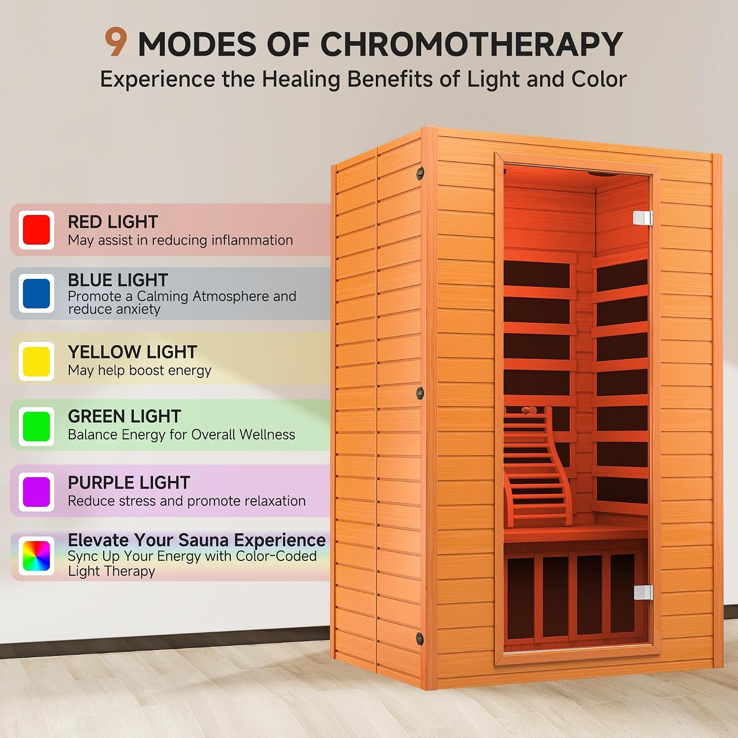 2 Person Sauna Low EMF FAR Infrared Sauna W/Red Light Therapy