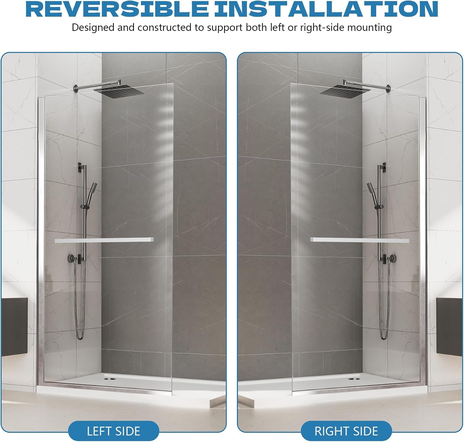 34" X 72" Semi-Framed Fixed Shower Screen, 5/16"(8Mm) Thick Clear Tempered Glass Shower Panel, Shower Screen for Walk in Shower with Frame Hardware Kit, Chrome