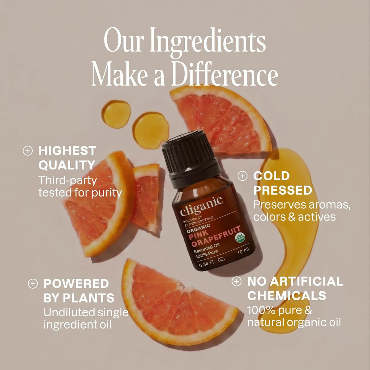 Organic Pink Grapefruit Essential Oil for Diffuser, Pure, 0.33Oz