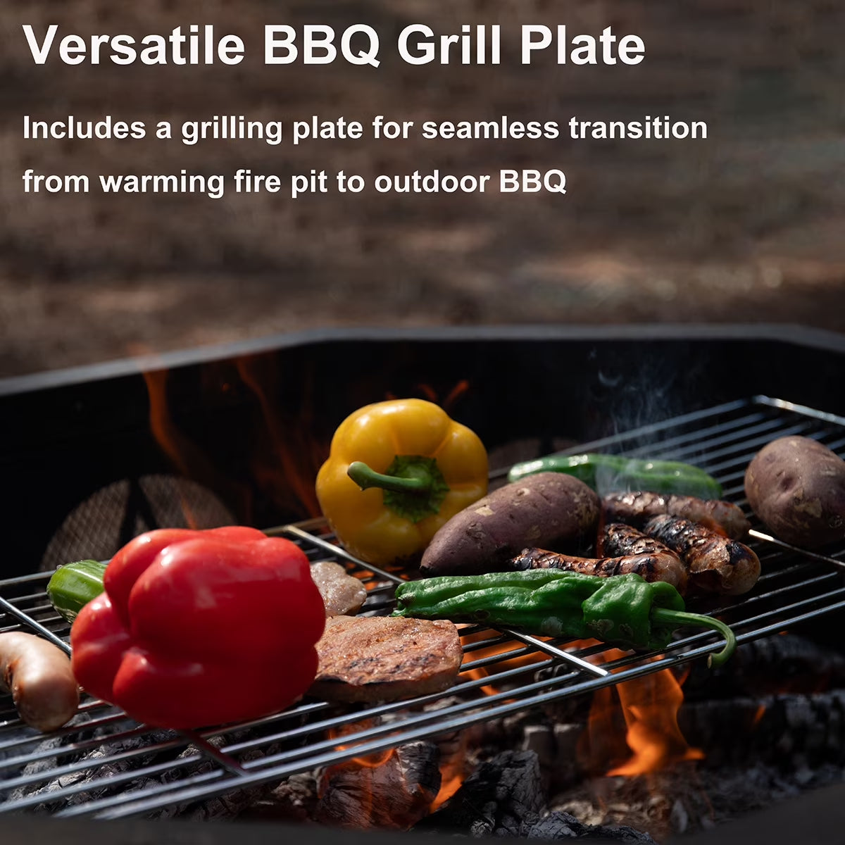 35 Inch Fire Pit, Outdoor Fire Pit Wood Burning Fire Pits with Cooking Grill