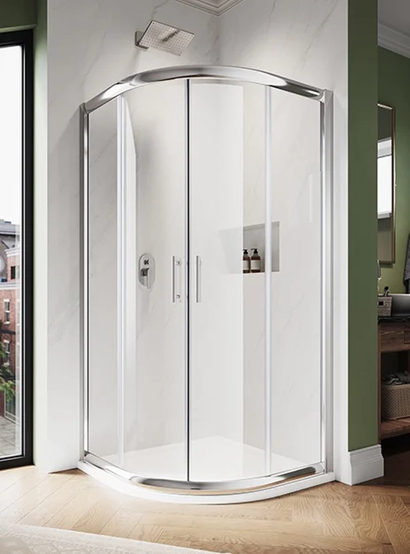 36.7"×36.7"×72" Neo-Round Corner Sliding Shower Enclosure with Chrome Finish