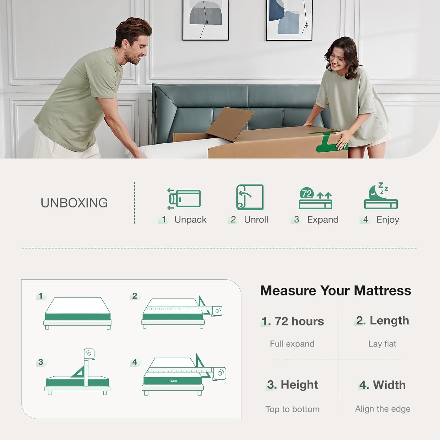 Full Size Mattress, 10 Inch Foam Mattress in a Box|Double Air Zone Block Cutting Design, Flippable Ergonomic Support for Back & Side Sleeper, Breathable Fabric Cover