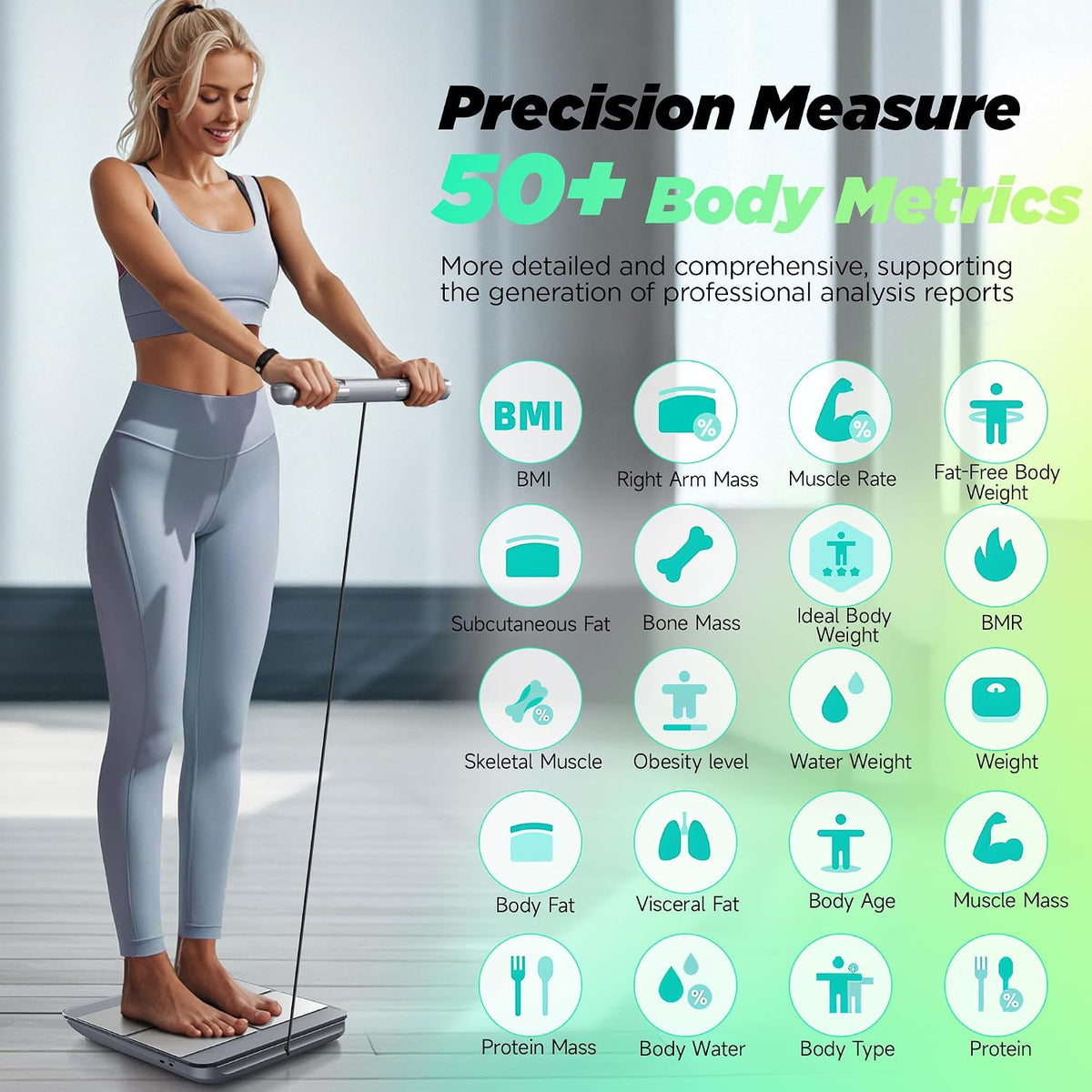 8-Electrode Scale for Body Weight, Large Screen Handle, 50+ Metrics