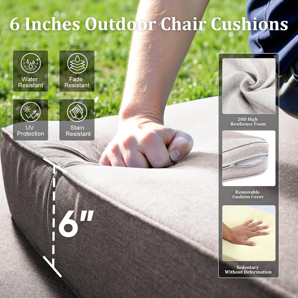 Luxury Outdoor Swivel Rocker Patio Chairs Set of 2 with 6-Inch Thick Cushions, High Back Swivel Patio Chairs Wicker Outdoor Gliders for Porch, Yard, Deck, Poolside, Brown/Beige