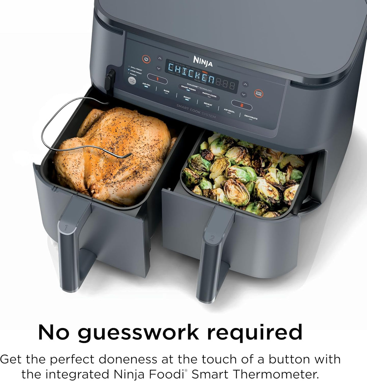 Ninja Foodi Air Fryer, 10 Qt Dualzone Smart XL, 6-In-1, Grey, DZ550GY