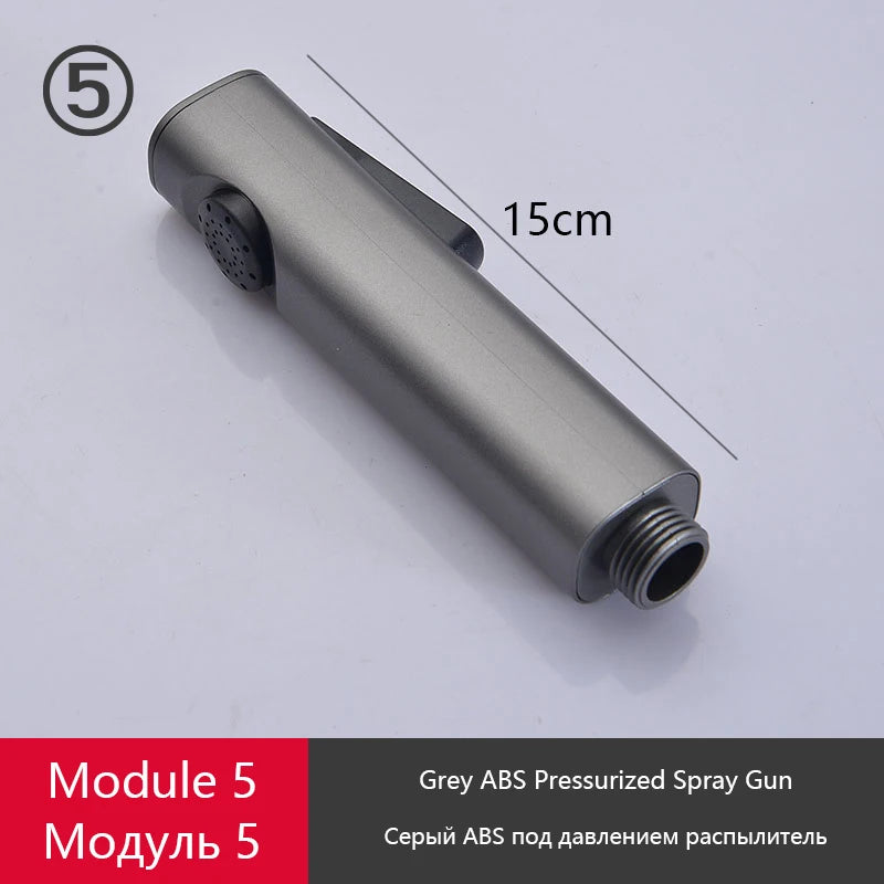 Gray Shower Set Bathroom Copper Shower System LED Digital Display Temperature Bathtub Shower Faucet DIY Shower Accessories Sets
